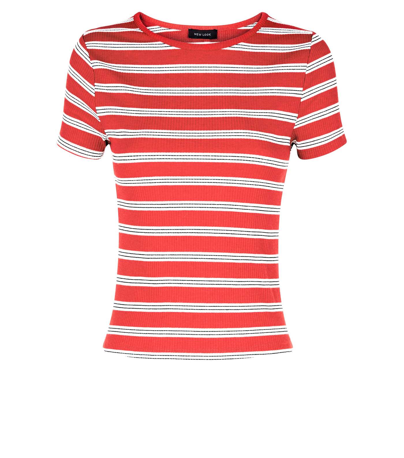 Red Stripe Ribbed T-Shirt Image 4