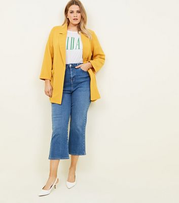 Curves Mustard Longline Blazer | New Look