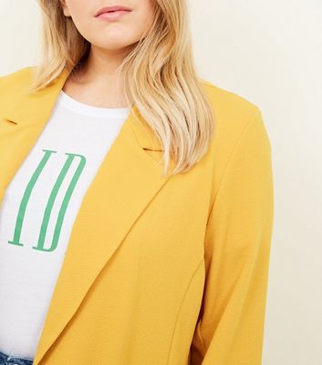 Curves Mustard Longline Blazer | New Look