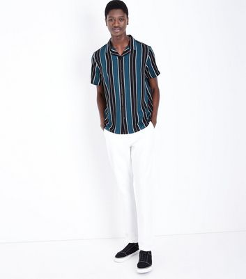 Black and Green Vertical Stripe Shirt 