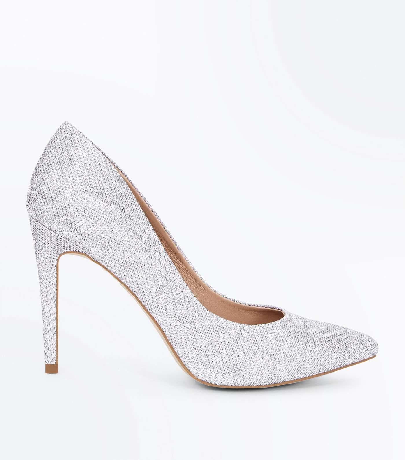 Silver Glitter Pointed Court Shoes