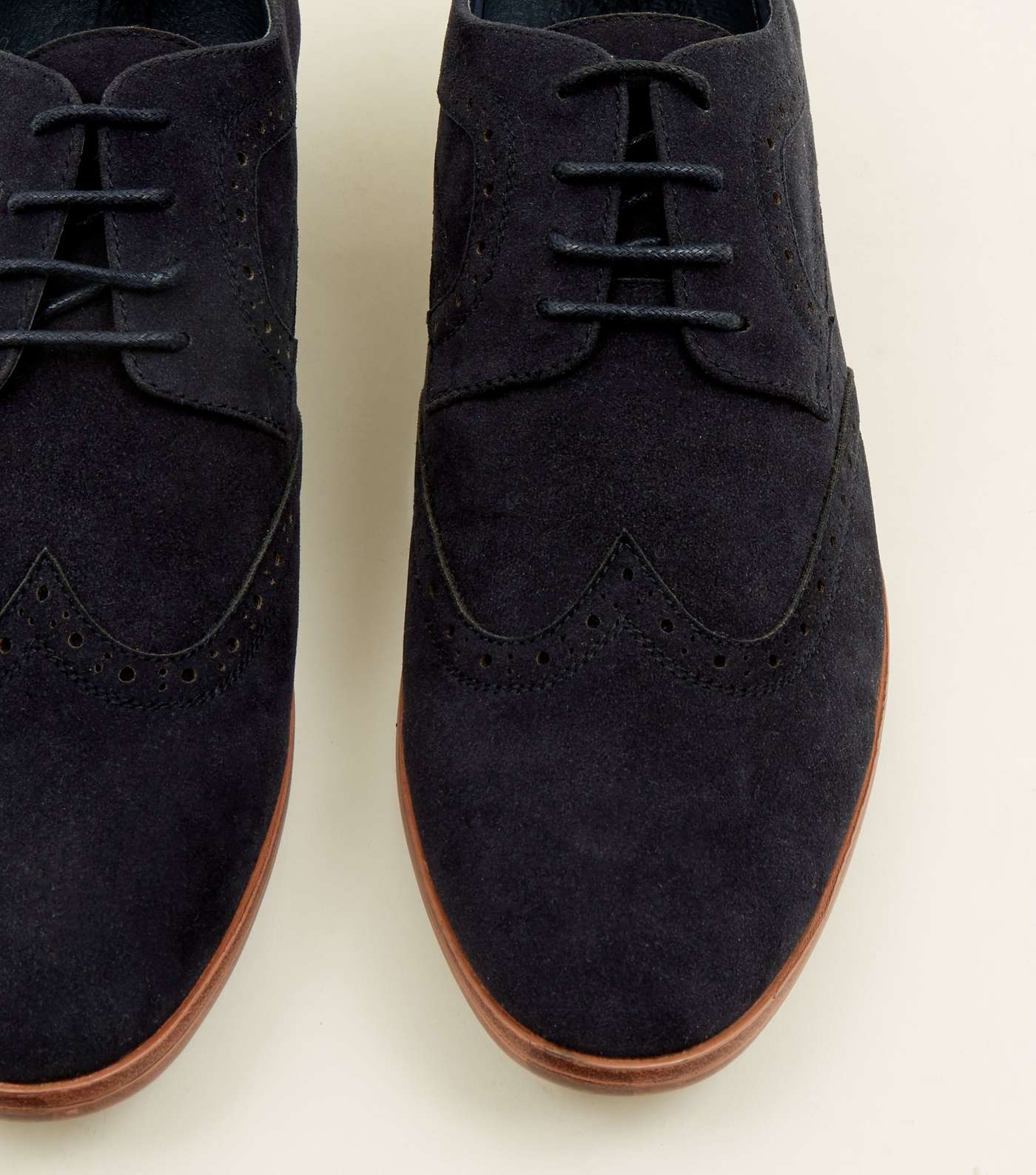 Navy Faux Suede Lace Up Brogues Image 4
