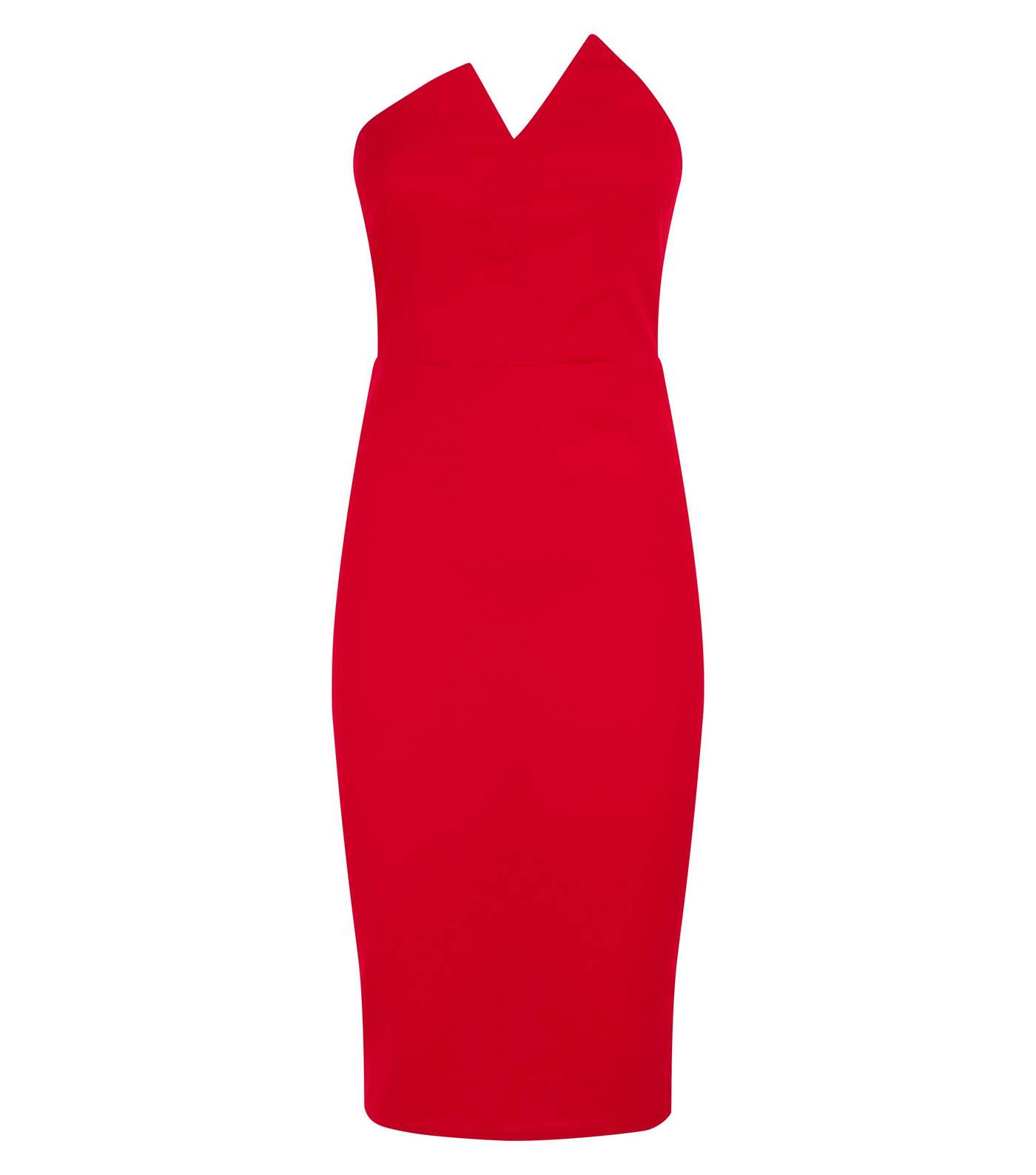 AX Paris Red Asymmetric Notch Neck Dress  Image 4