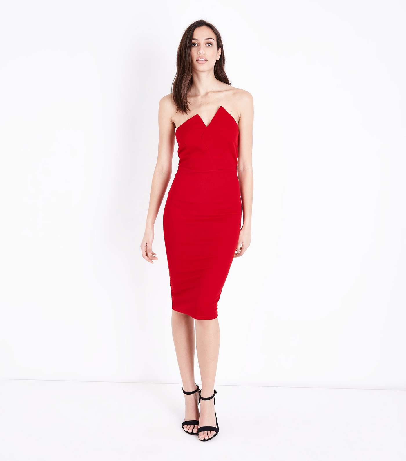 AX Paris Red Asymmetric Notch Neck Dress  Image 2