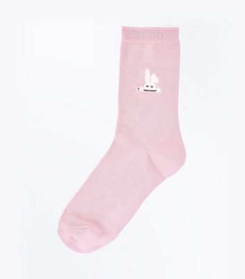 Pink Bunny Embroidered Socks | New Look