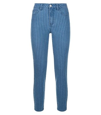 blue pinstripe jeans