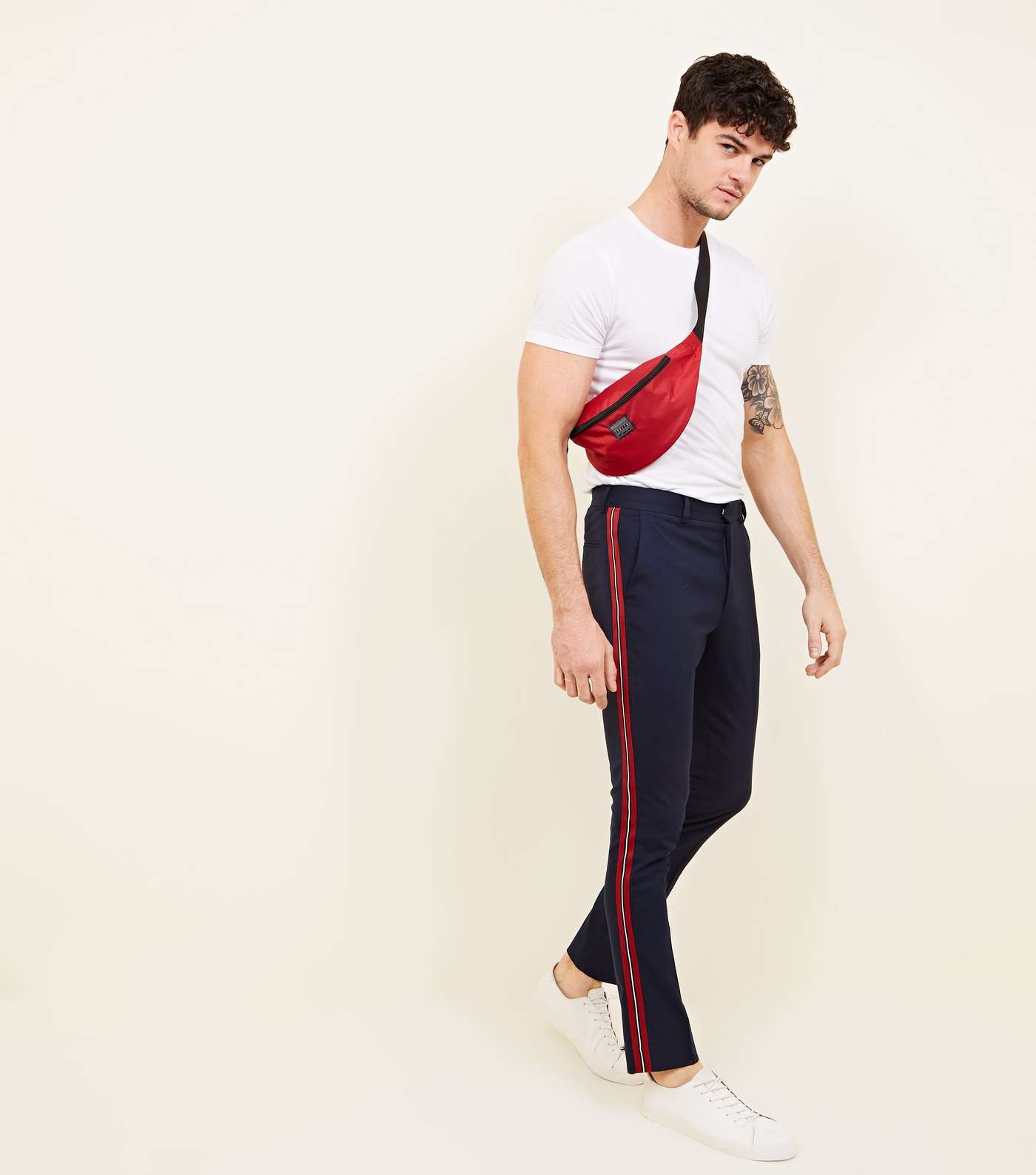 Navy Side Stripe Trousers Image 2