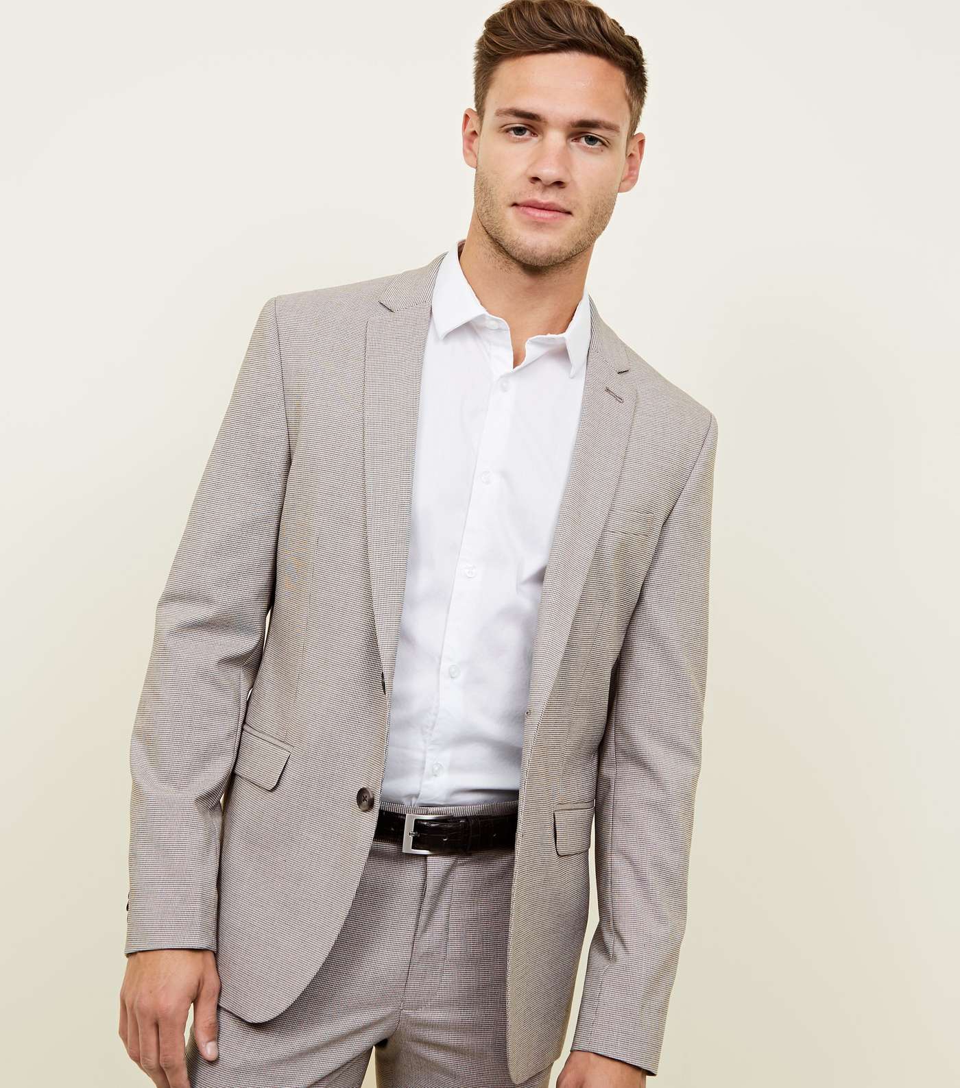 Grey and Mid Brown Houndstooth Check Blazer
