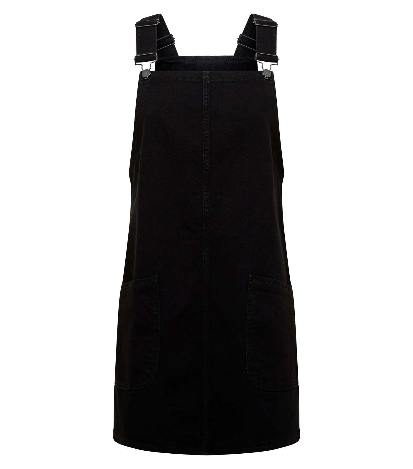 Petite Black Denim Pinafore Dress Image 4