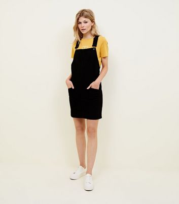 new look black denim pinafore