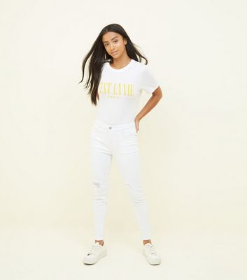 petite white jeans new look