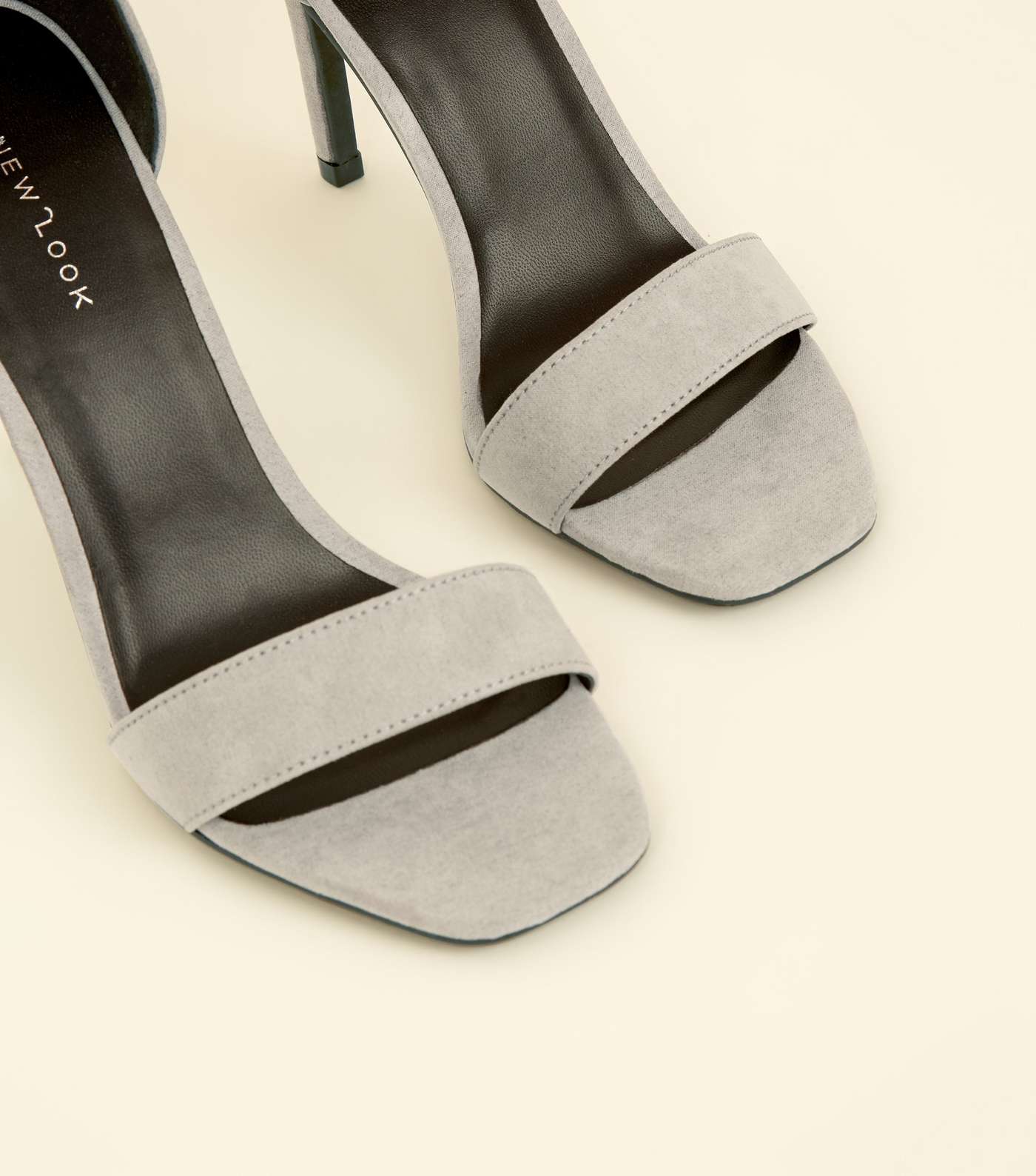 Grey Suedette Square Toe Two Part Sandals Image 3