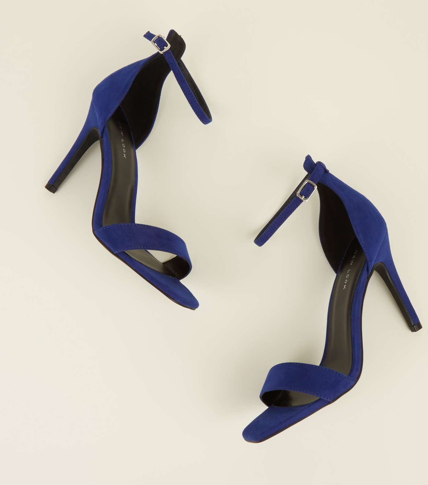 Bright Blue Suedette Square Toe Two Part Sandals Image 3