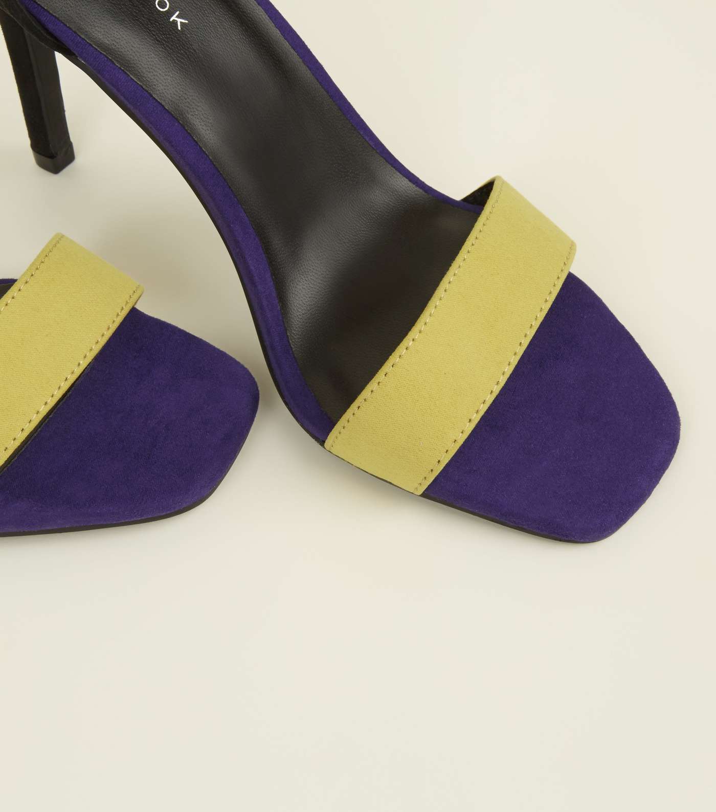 Purple Colour Block Square Toe Two Part Sandals Image 3