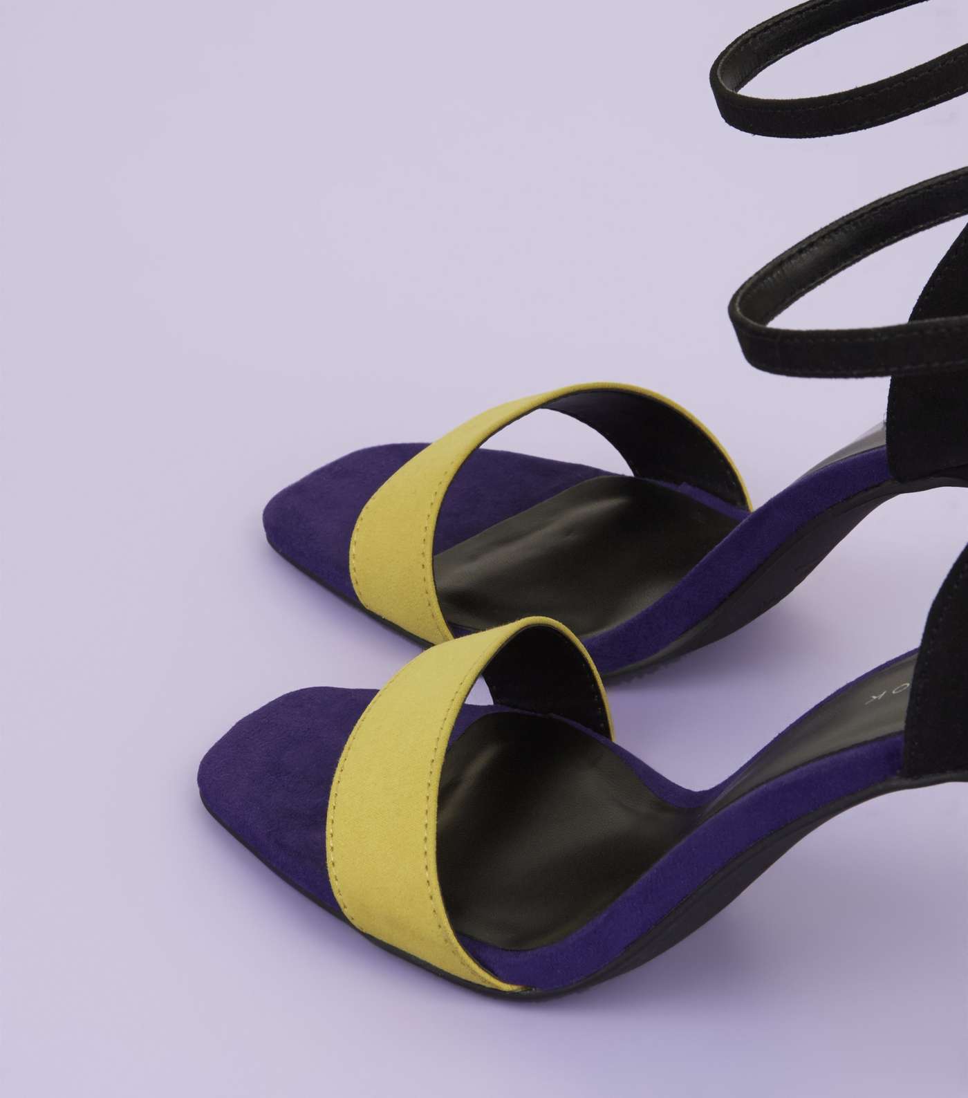 Purple Colour Block Square Toe Two Part Sandals Image 5