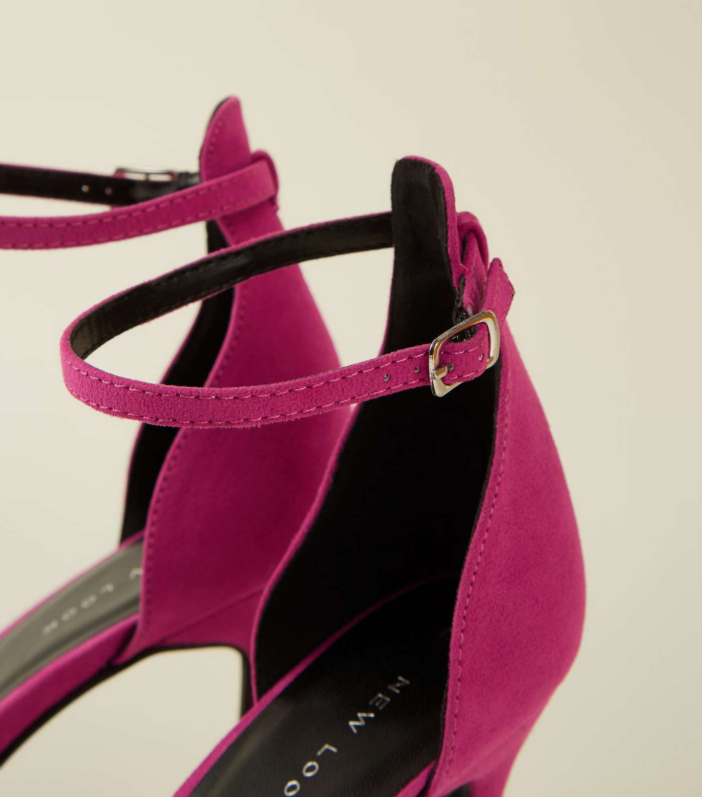 Deep Pink Suedette Square Toe Two Part Sandals Image 4