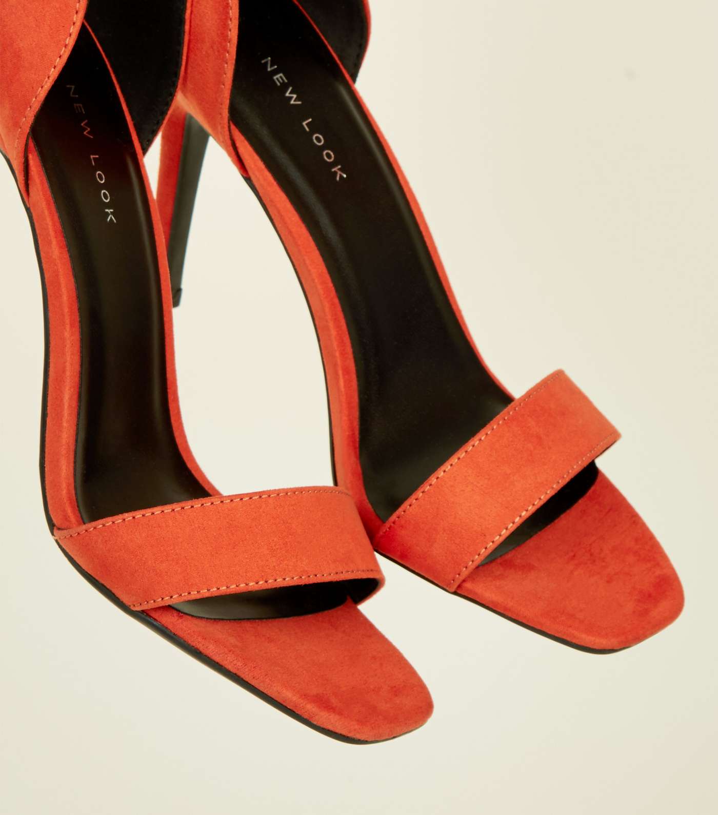 Orange Suedette Square Toe Two Part Sandals Image 3
