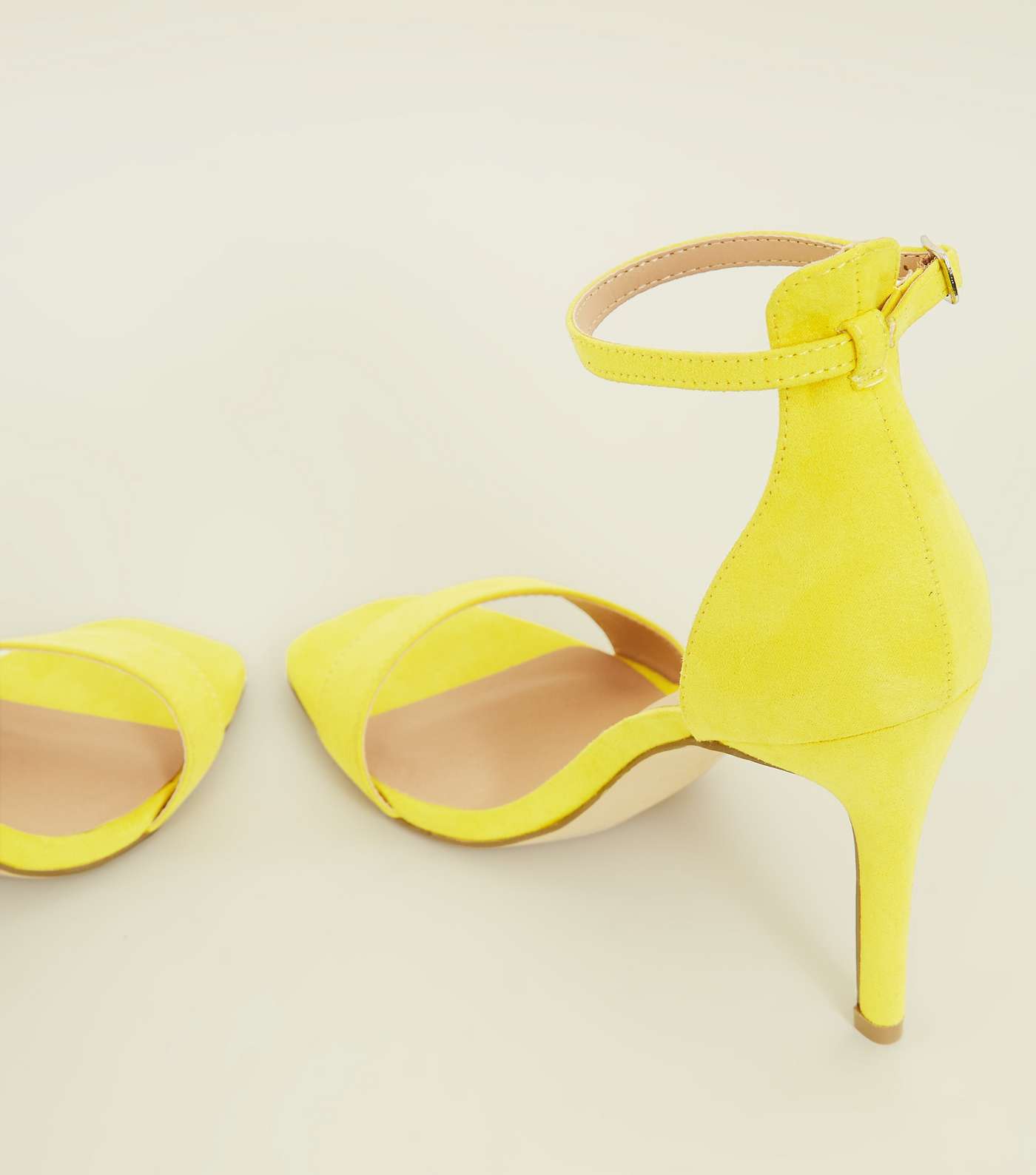 Yellow Suedette Square Toe Two Part Sandals Image 4