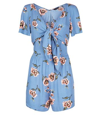 new look blue floral playsuit