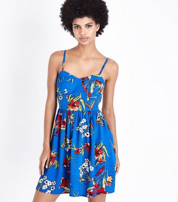 new look blue dress with flowers