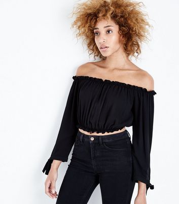 black bardot evening top