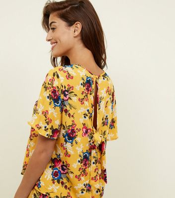 Mustard yellow cheap floral top