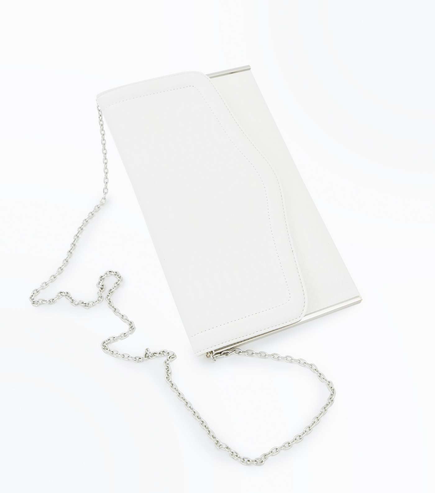 White Faux Snakeskin  Clutch Bag Image 4