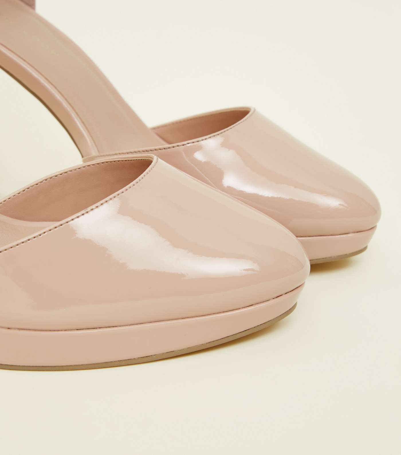 Wide Fit Nude Patent Platform Two Part Courts Image 4
