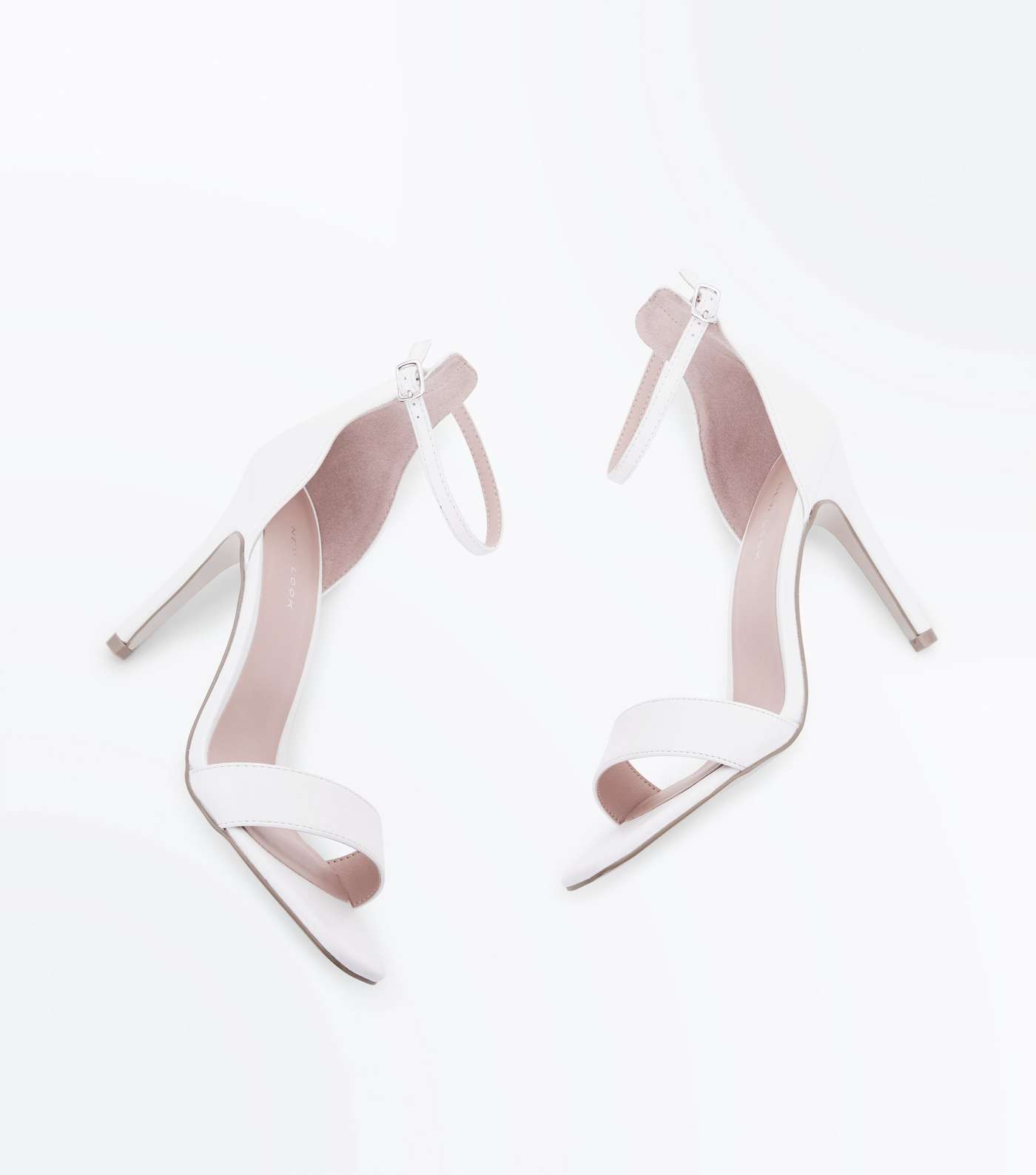White Leather-Look Square Toe Stiletto Sandals Image 4