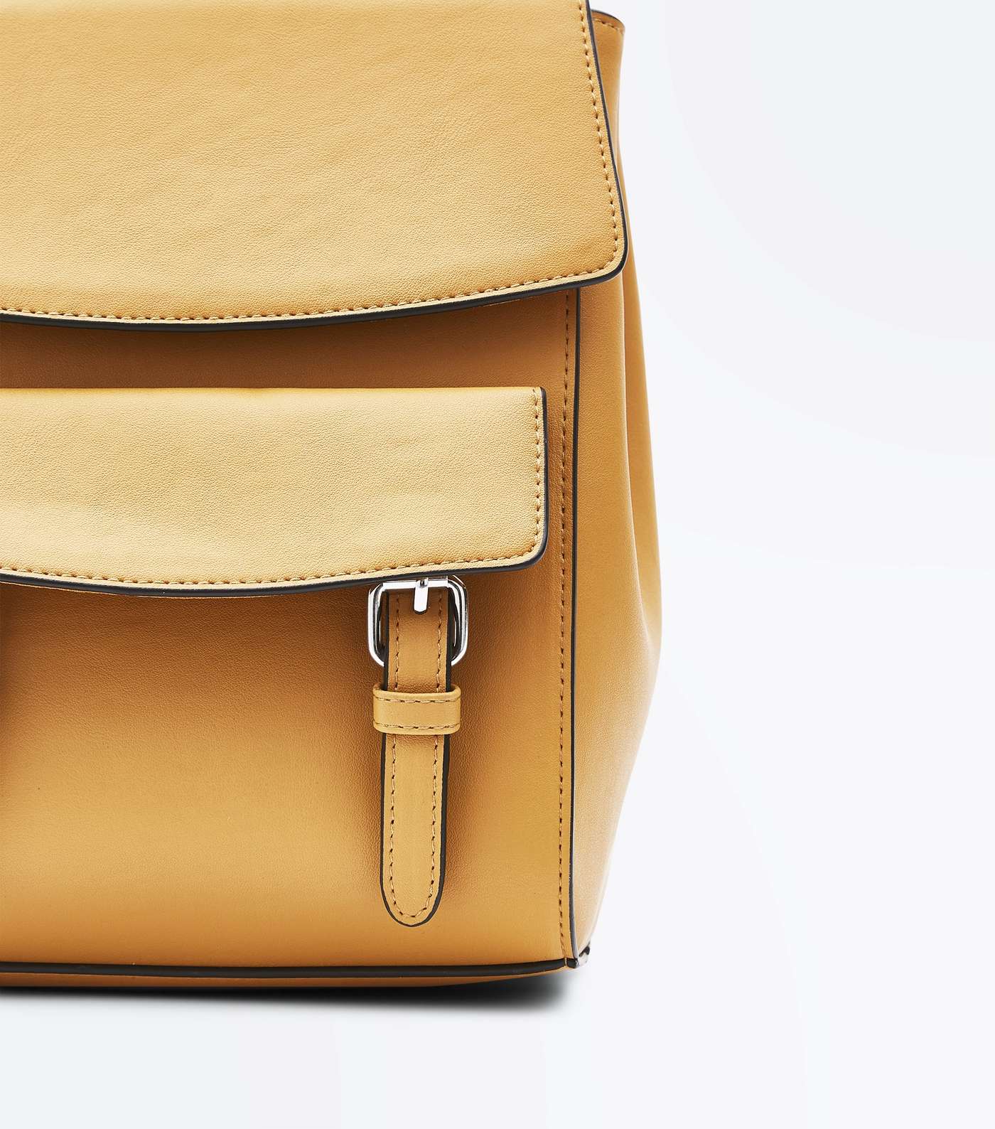 Mustard Leather-Look Structured Backpack Image 3