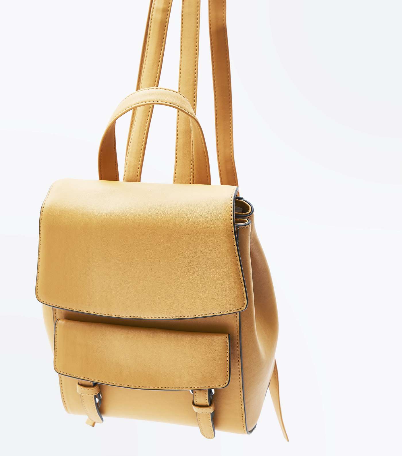Mustard Leather-Look Structured Backpack Image 5
