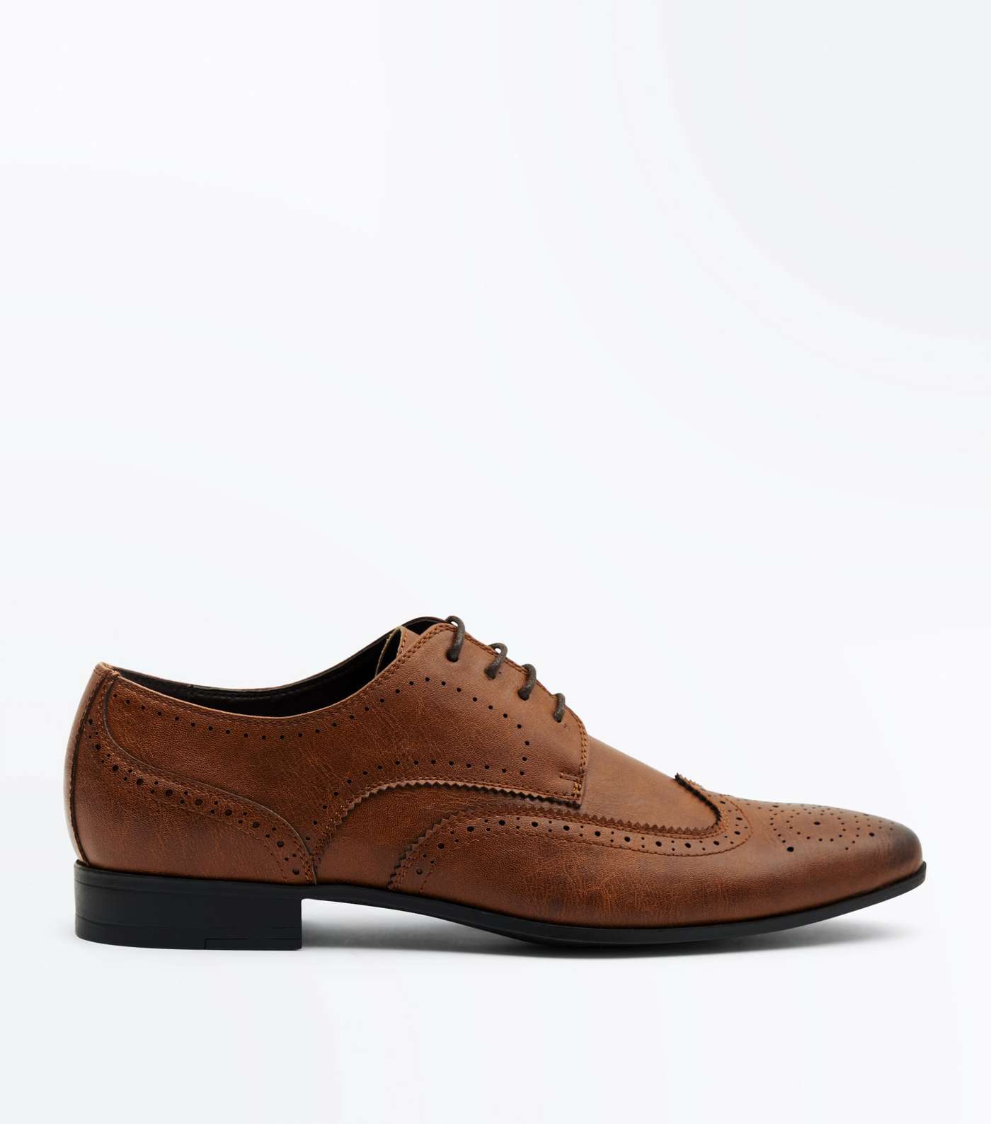 Tan Perforated Lace Up Brogues Image 2