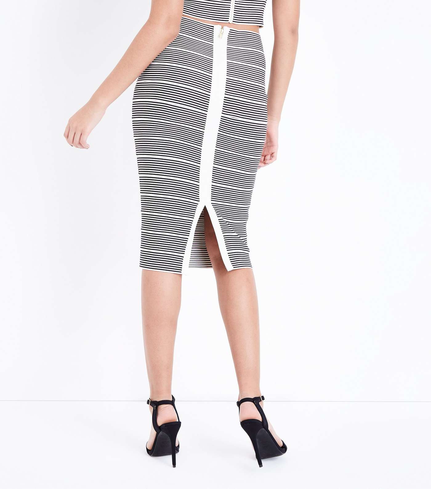 Black Stripe Bandage Pencil Skirt Image 3