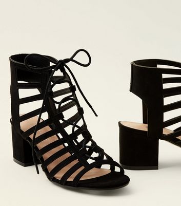 Wide Fit Black Suedette Block Heel 