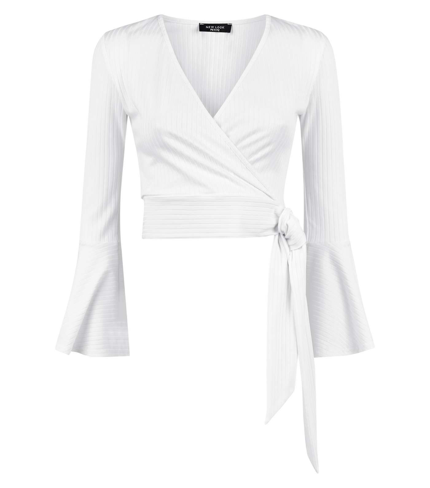 Petite Off White Wrap Front Ribbed Crop Top Image 4