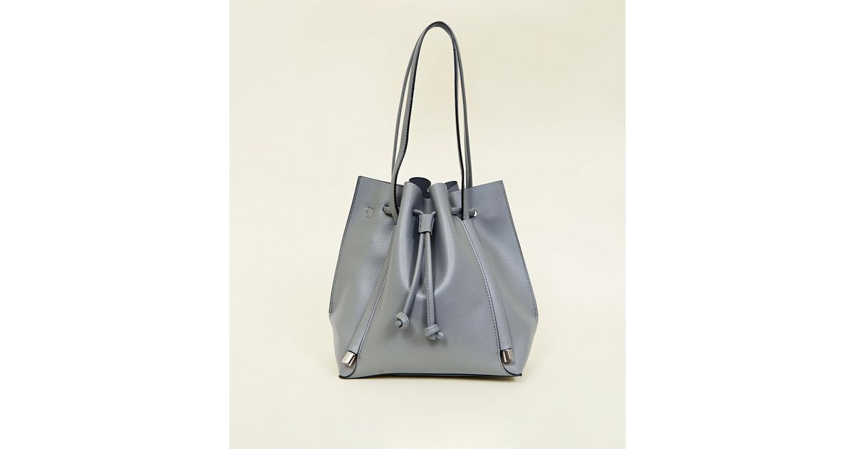 Dark Grey Slouch Drawstring Shopper Tote Bag | New Look