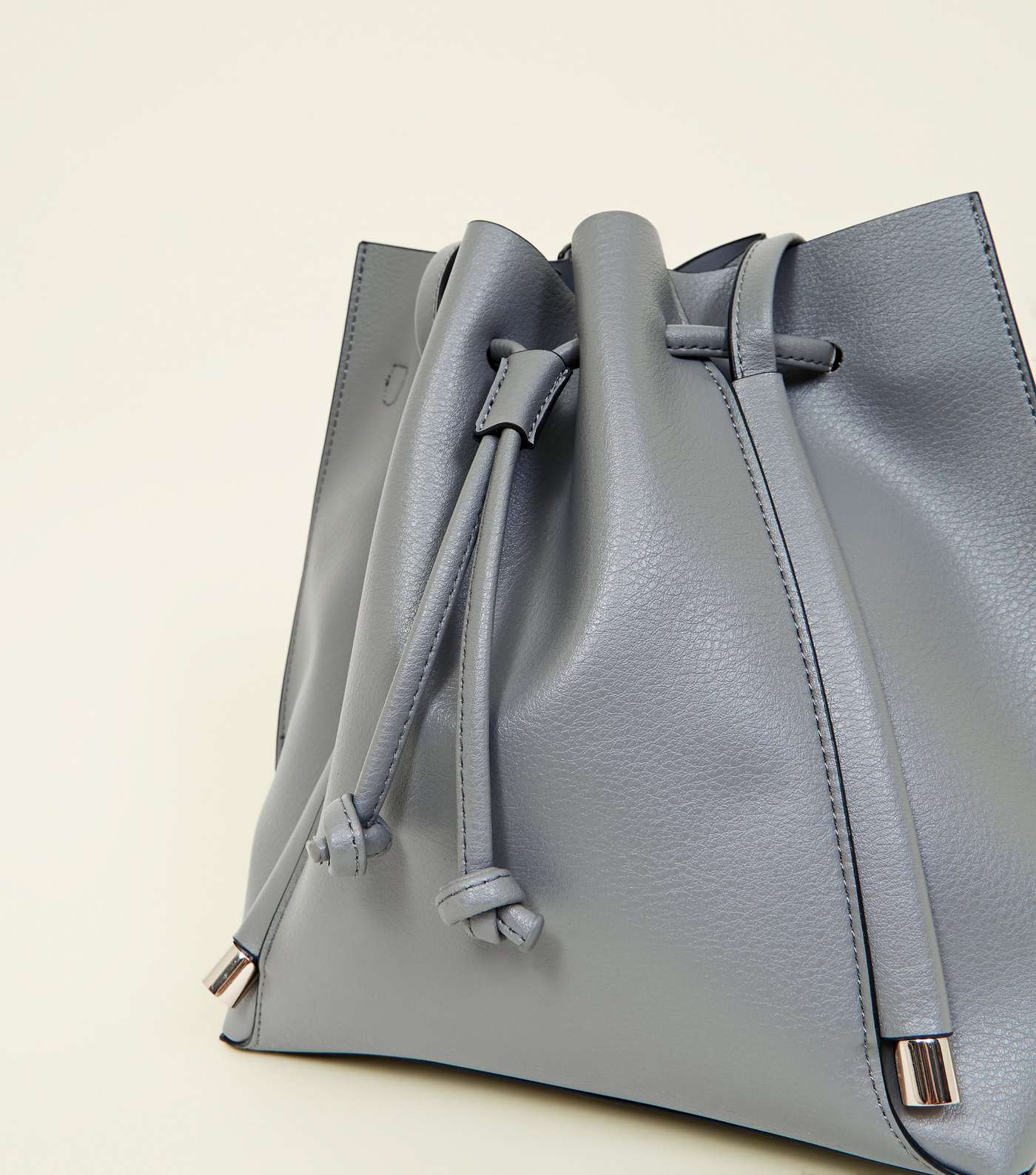 Dark Grey Slouch Drawstring Shopper Tote Bag Image 3