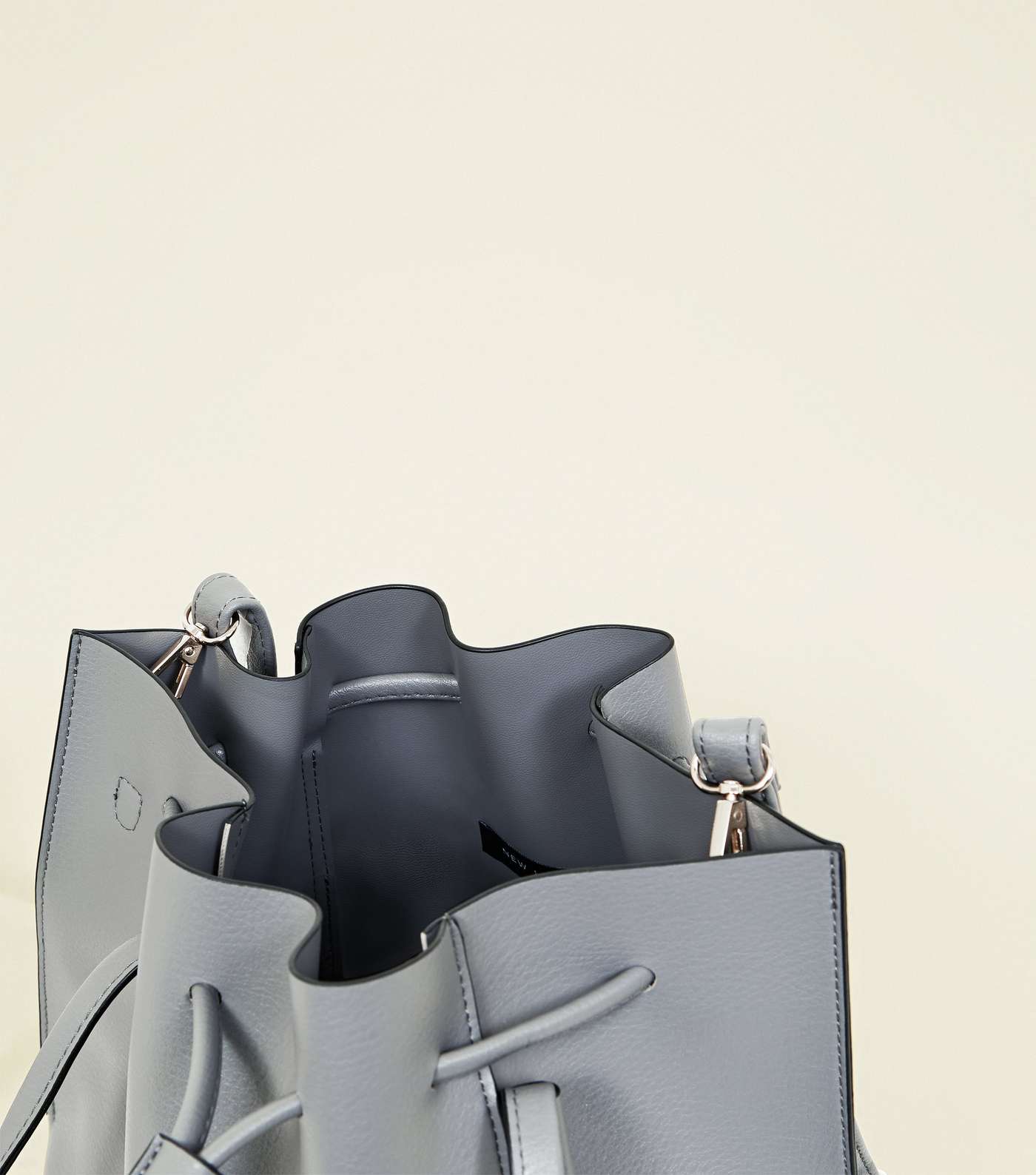 Dark Grey Slouch Drawstring Shopper Tote Bag Image 5