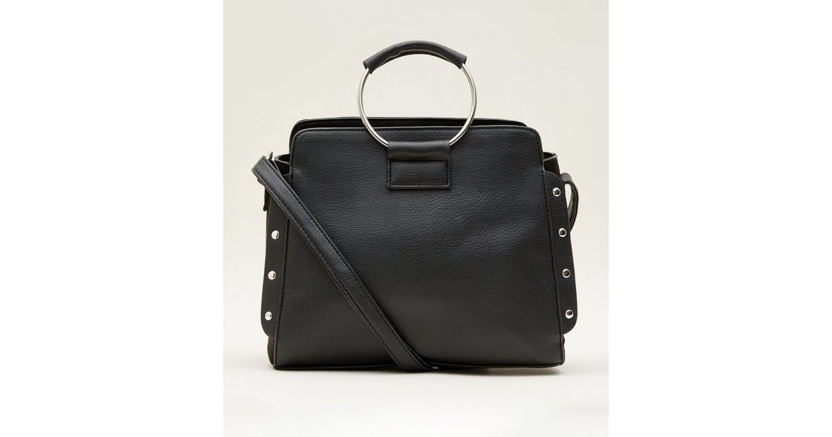Black Ring Handle Cross Body Bag New Look