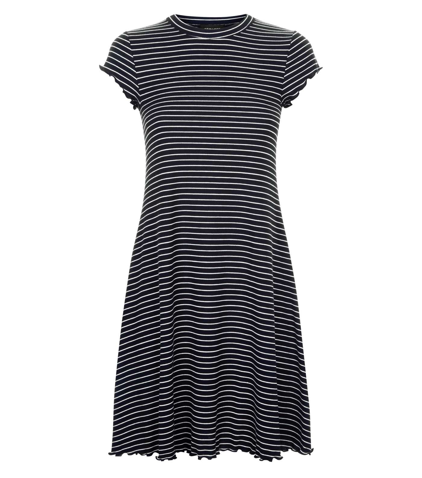 Black Stripe Frill Hem Swing Dress Image 4