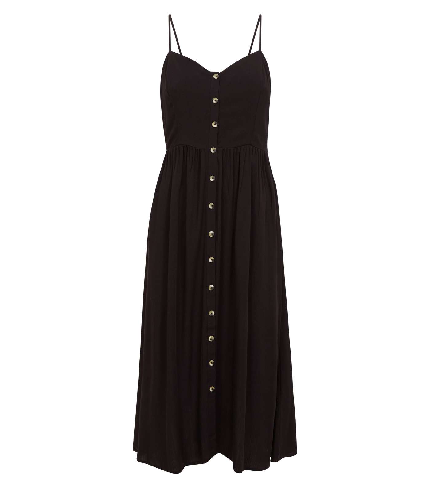 Black Button Front Midi Dress Image 4