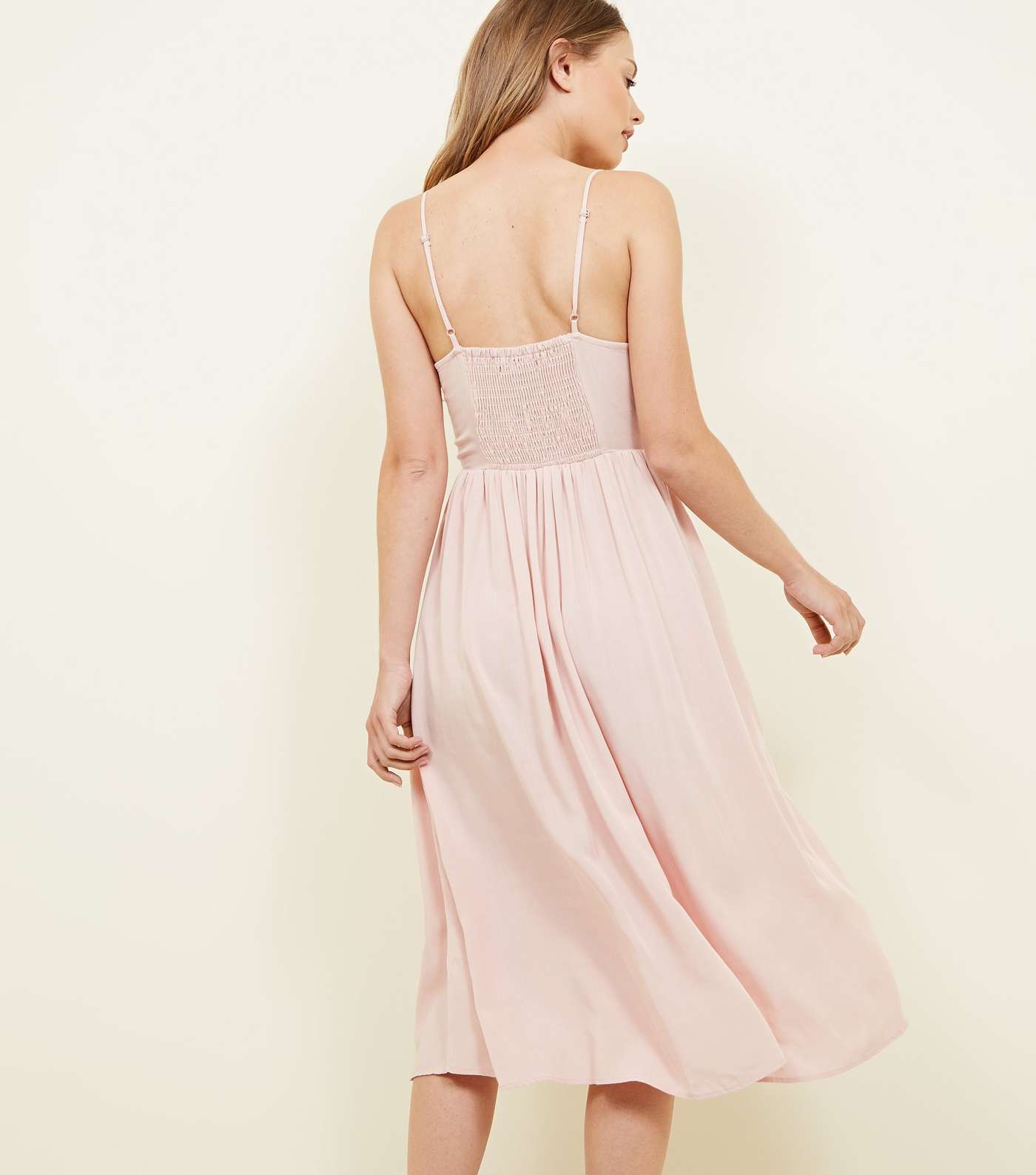 Pink Button Front Midi Dress Image 3