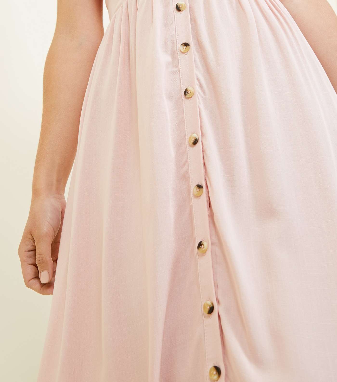 Pink Button Front Midi Dress Image 5