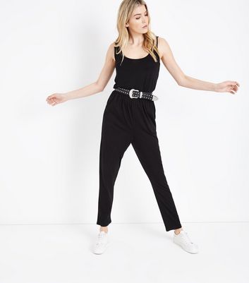 womens black jersey jumpsuit