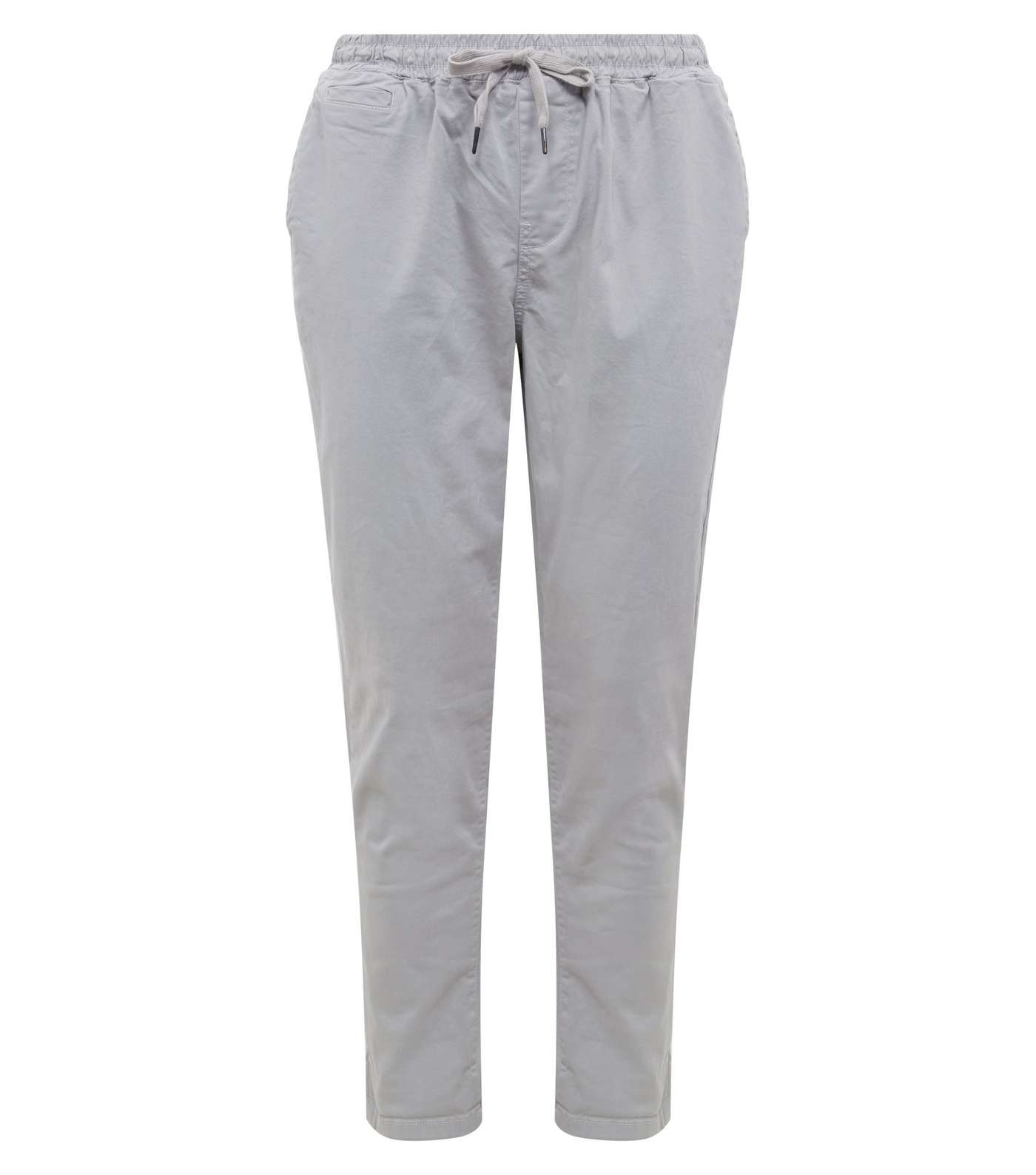 Pale Grey Drawstring Regular Fit Trousers Image 4