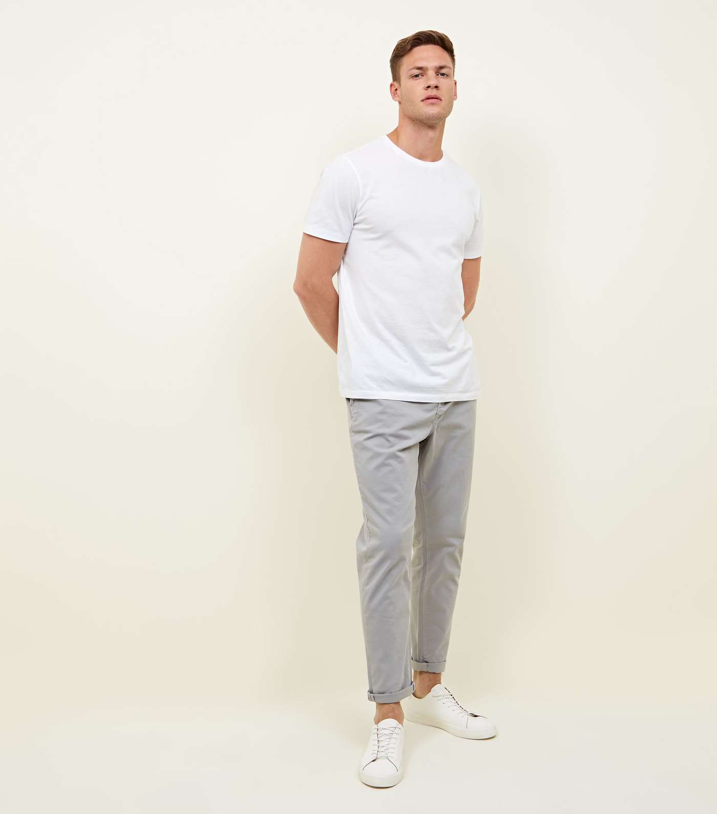 Pale Grey Drawstring Regular Fit Trousers Image 2