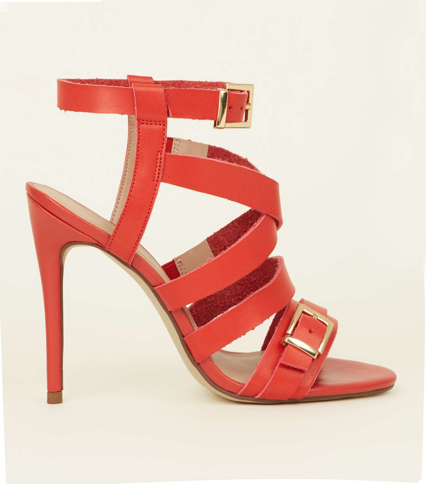 Red Strappy Stiletto Heels
