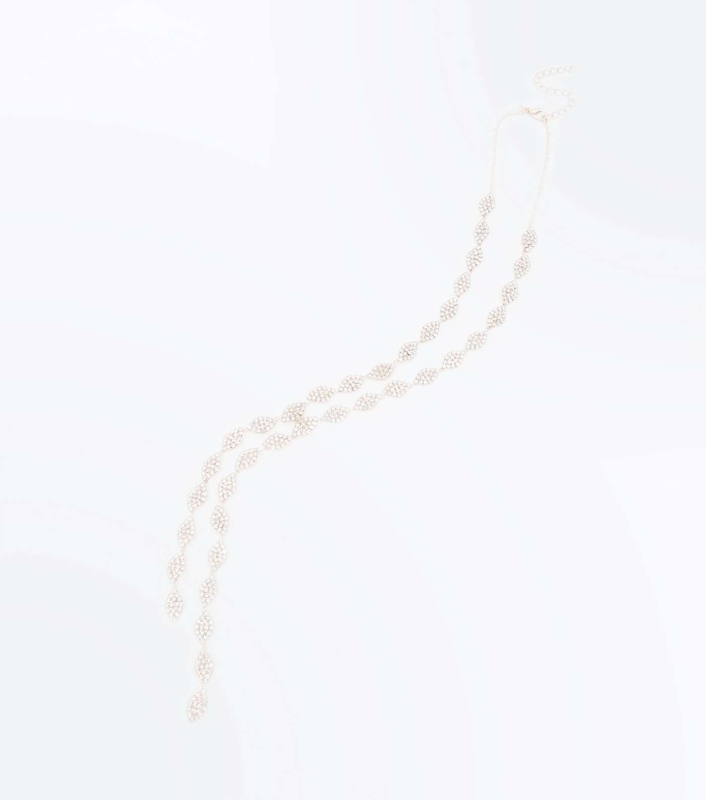 Rose Gold Premium Oval Diamanté Pendant Necklace