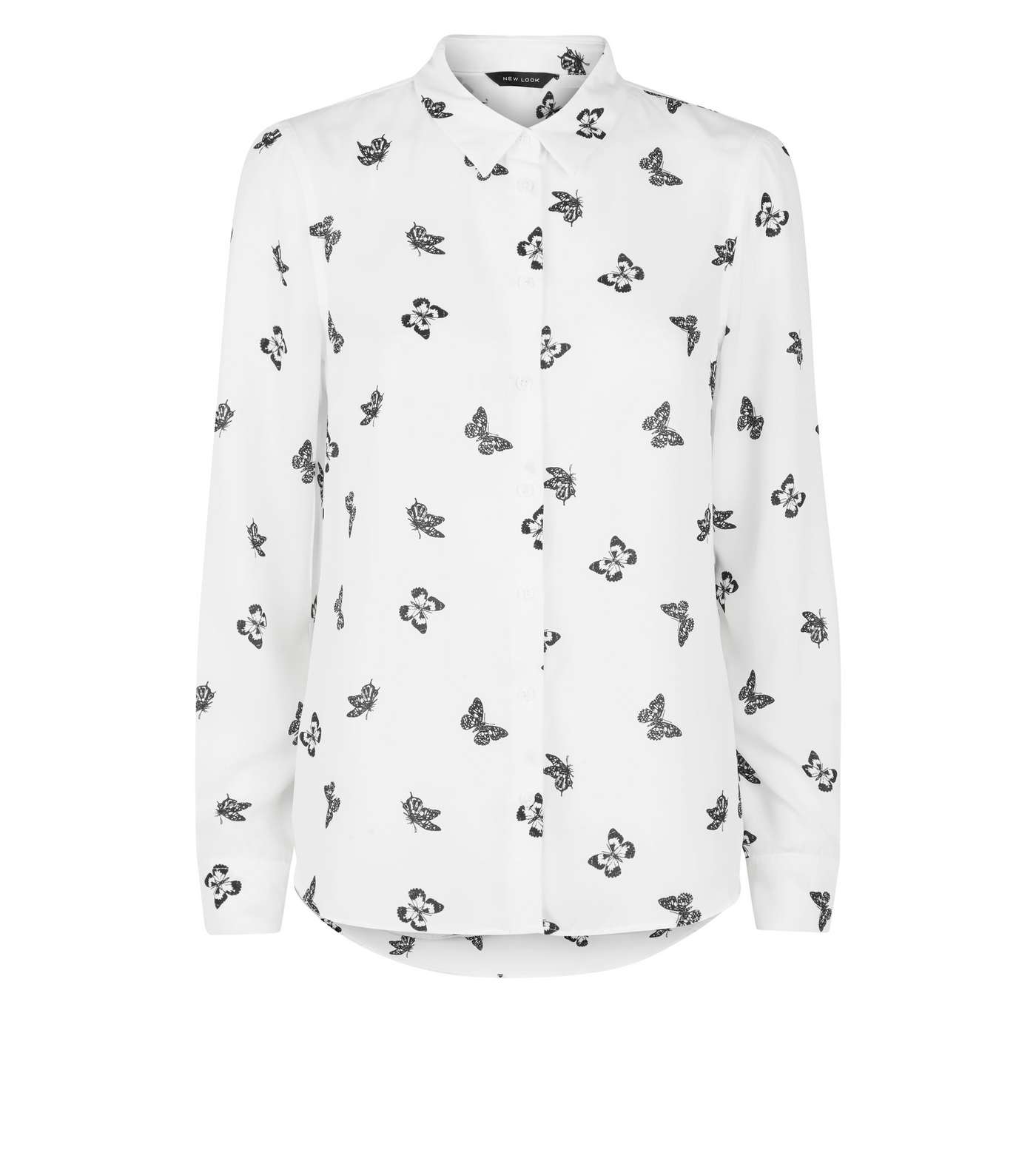 White Butterfly Print Shirt Image 4