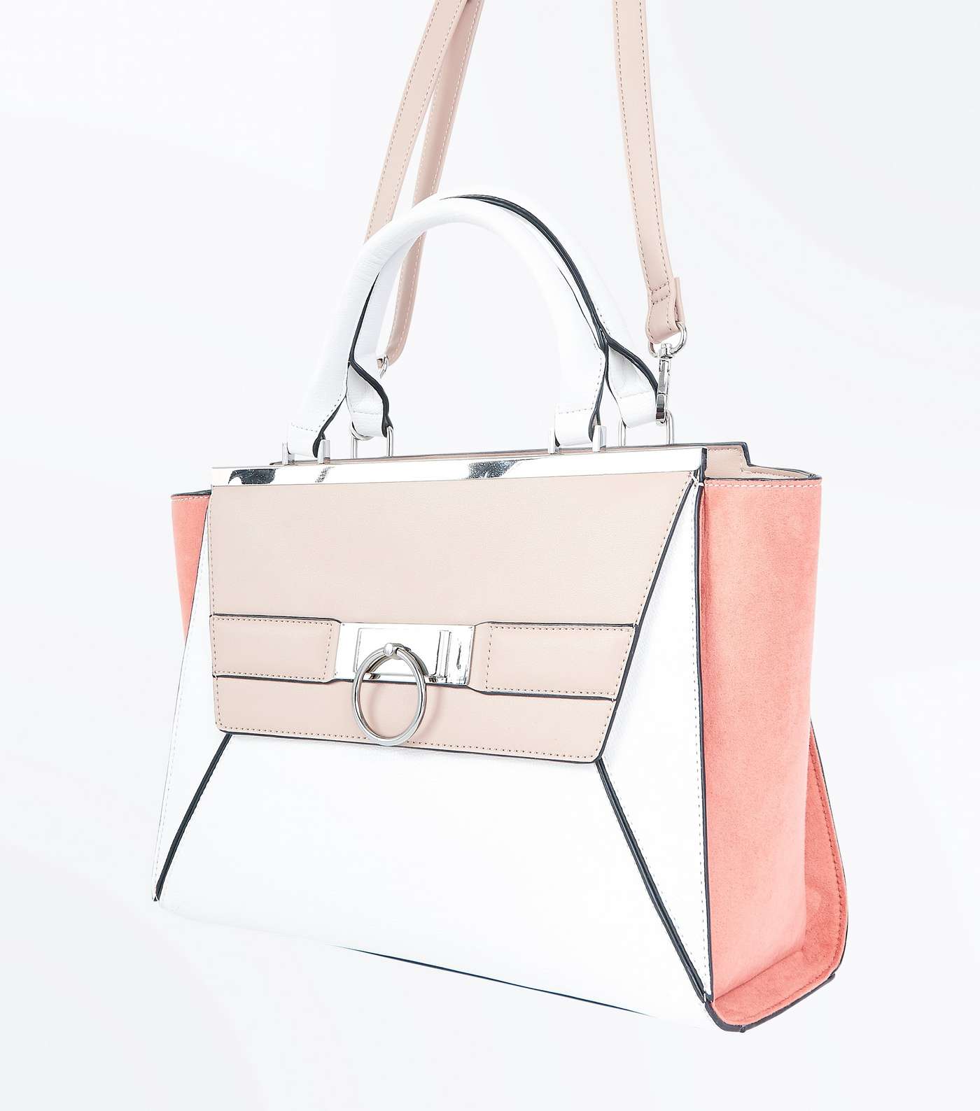 Coral Colour Block Top Handle Bag Image 3